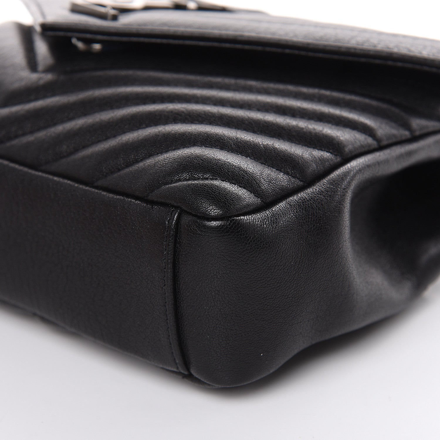 Saint Laurent Sheepskin Matelasse Chevron Monogram Medium College Bag Black 9 of 11