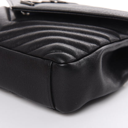Saint Laurent Sheepskin Matelasse Chevron Monogram Medium College Bag Black 9 of 11