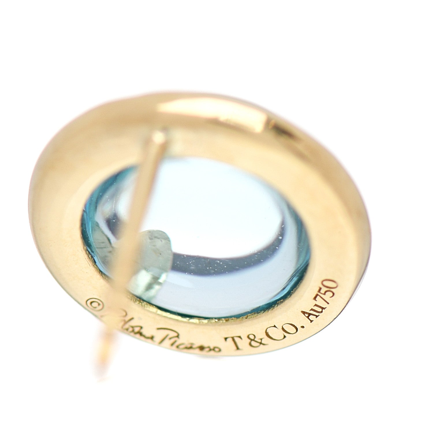 Tiffany 18K Yellow Gold Blue Topaz Paloma Picasso Olive Leaf Earrings 4 of 4