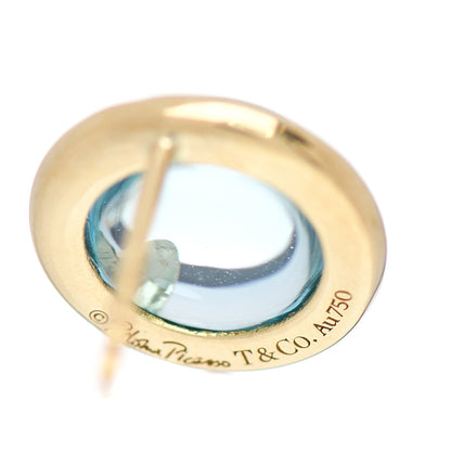 Tiffany 18K Yellow Gold Blue Topaz Paloma Picasso Olive Leaf Earrings 4 of 4