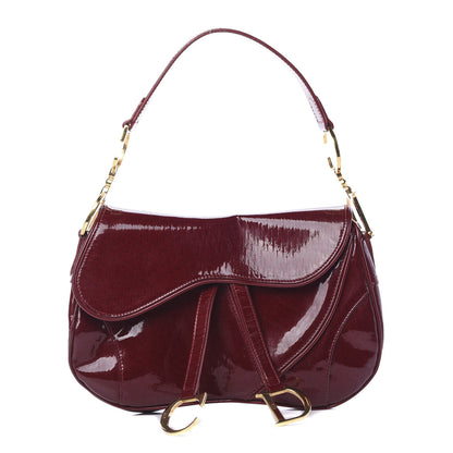 Christian Dior Patent Diorissimo Double Saddle Bag Dark Red 1 of 10