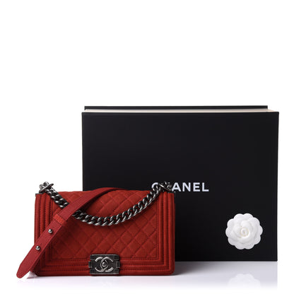 Chanel Suede Caviar Quilted Medium Boy Flap Red 11 of 11
