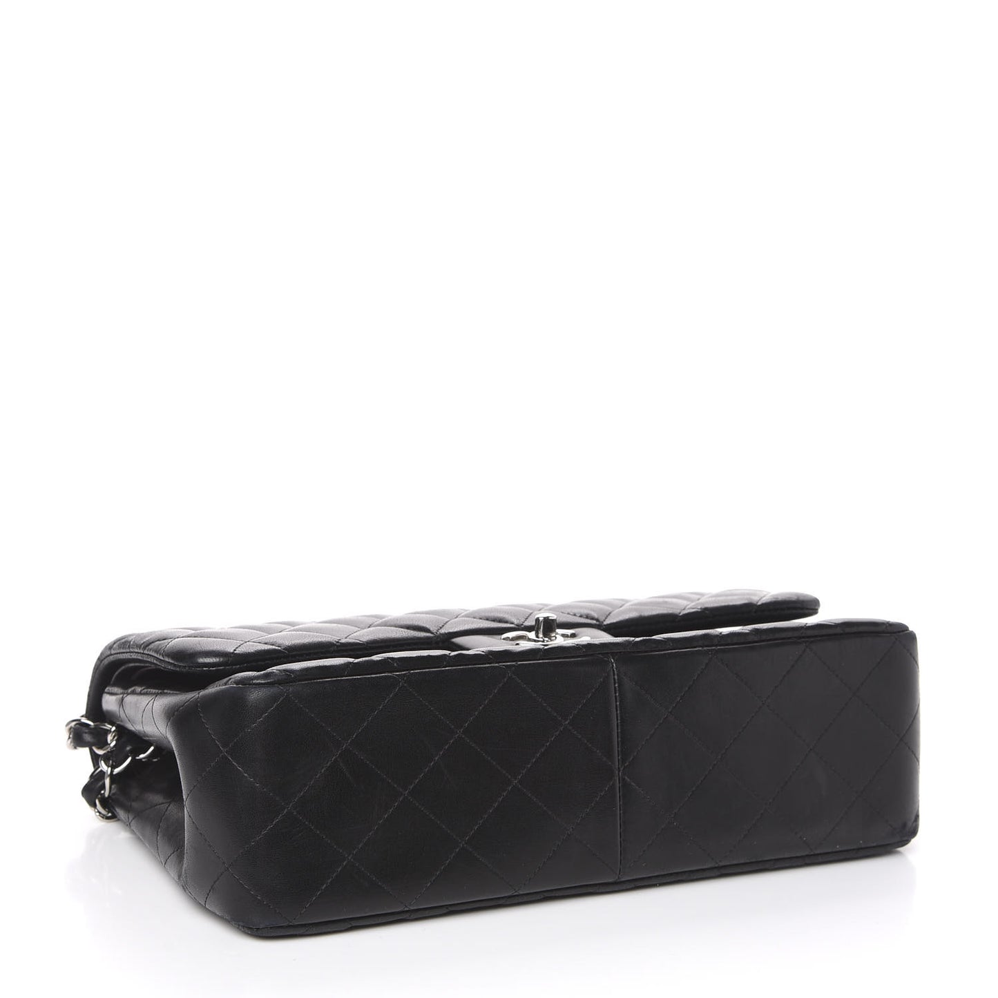 Lambskin Quilted Jumbo Double Flap Black