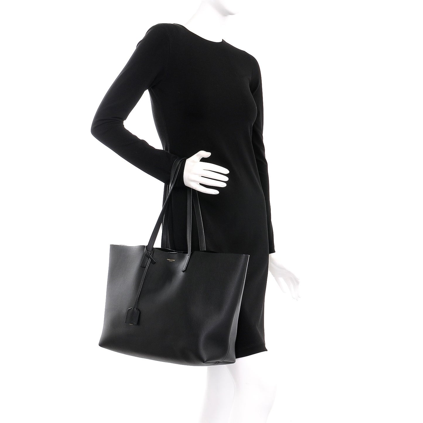 Calfskin Large Shopping Tote Black