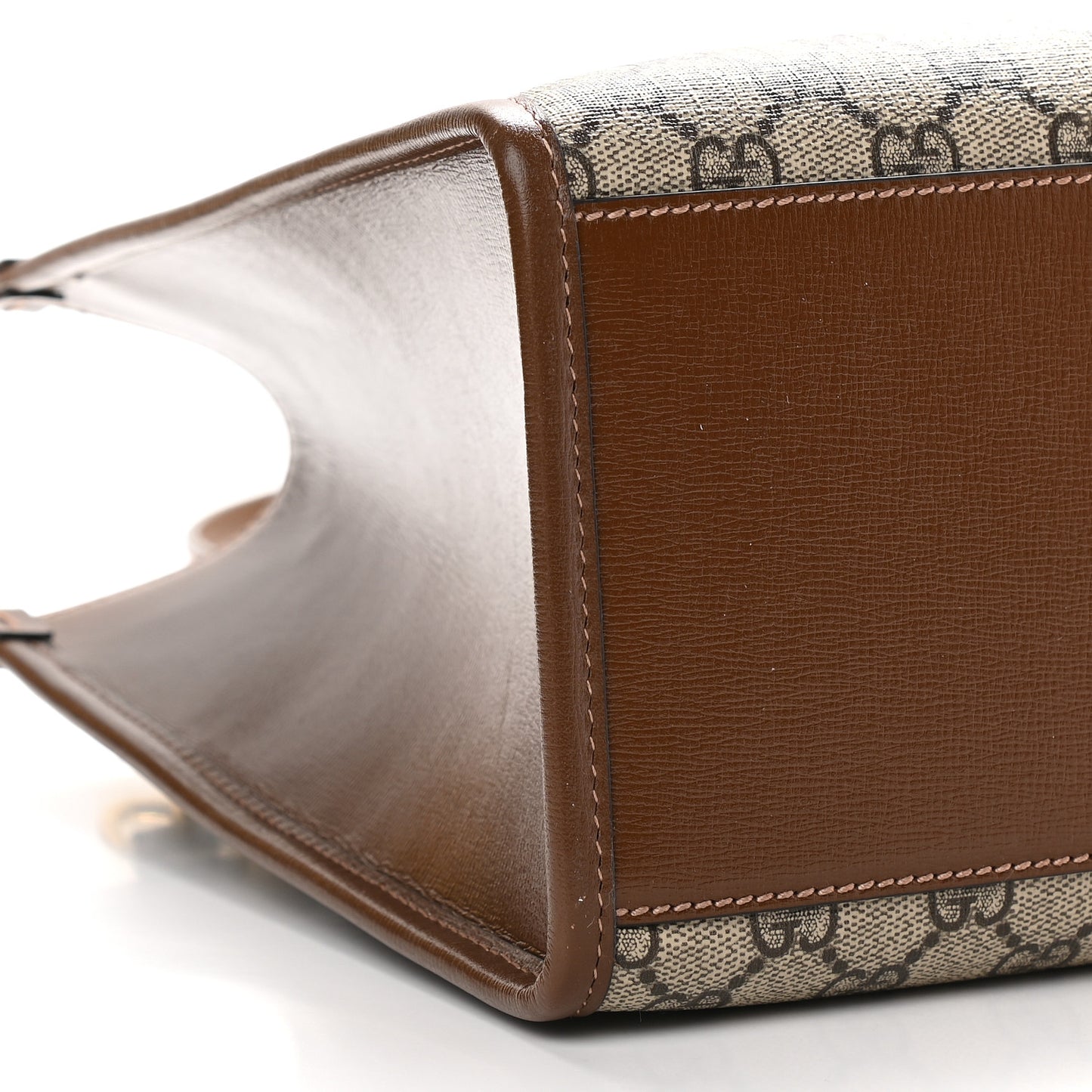 GG Supreme Monogram Azalea Calfskin Small Retro Interlocking G Tote Bag Beige Ebony Brown Sugar