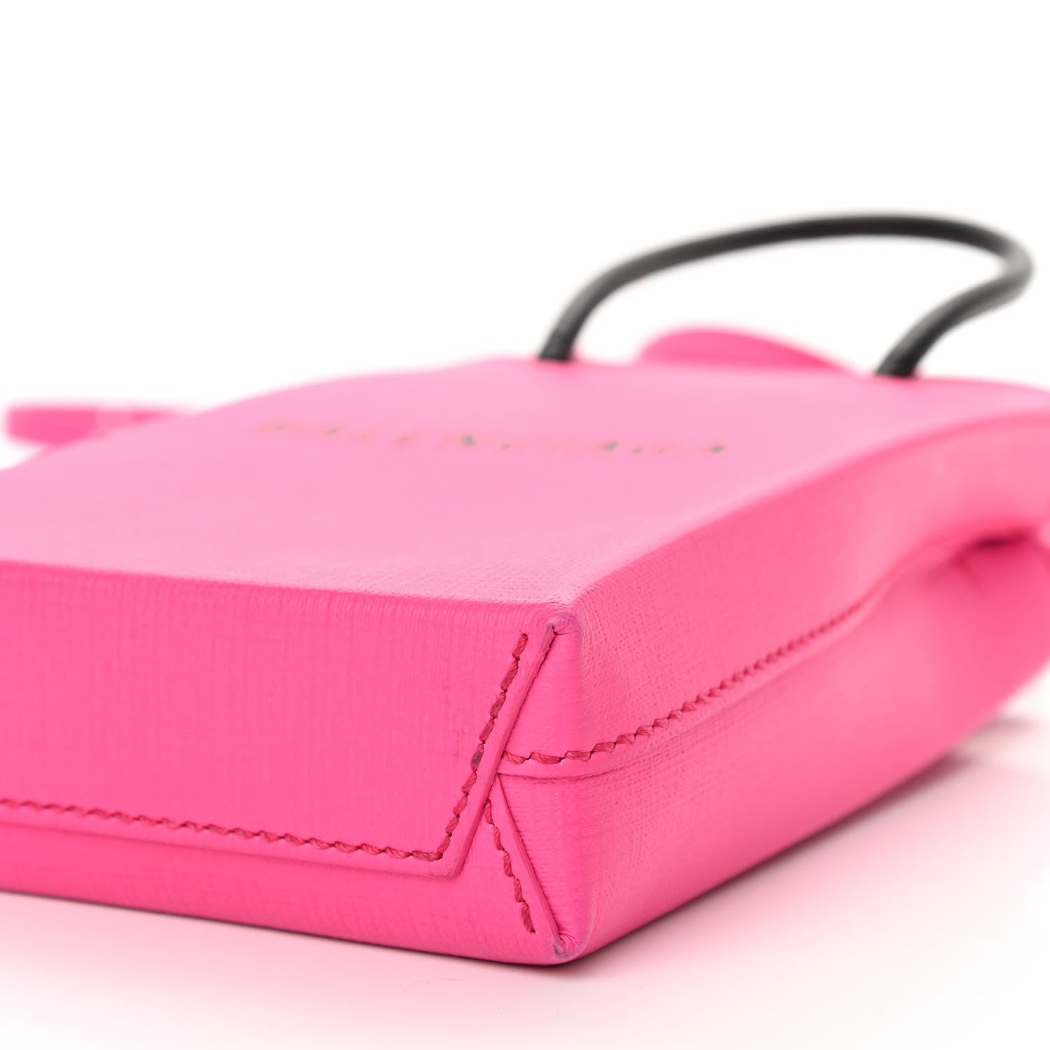 Balenciaga Squared Calfskin Logo Shopping Phone Holder Bag Acid Fuchsia 9 of 9