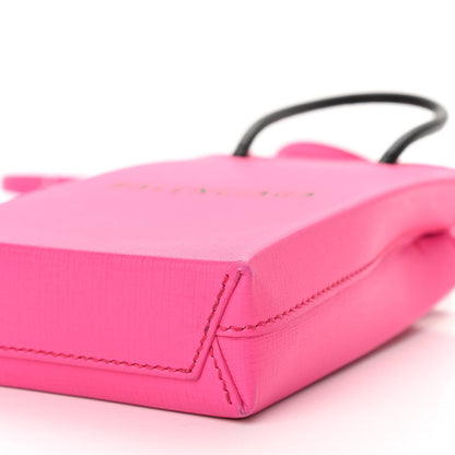 Balenciaga Squared Calfskin Logo Shopping Phone Holder Bag Acid Fuchsia 9 of 9