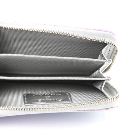 Chanel Gradient Metallic Calfskin Quilted Zip Around Coin Purse Wallet Silver Blue Yellow Purple 5 of 7