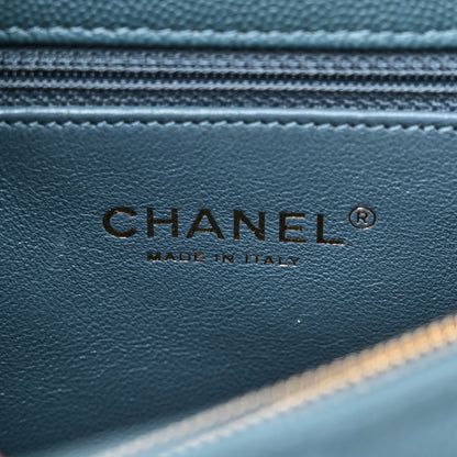 Chanel Caviar Quilted Lizard Embossed Small Coco Handle Flap Blue 6 of 10
