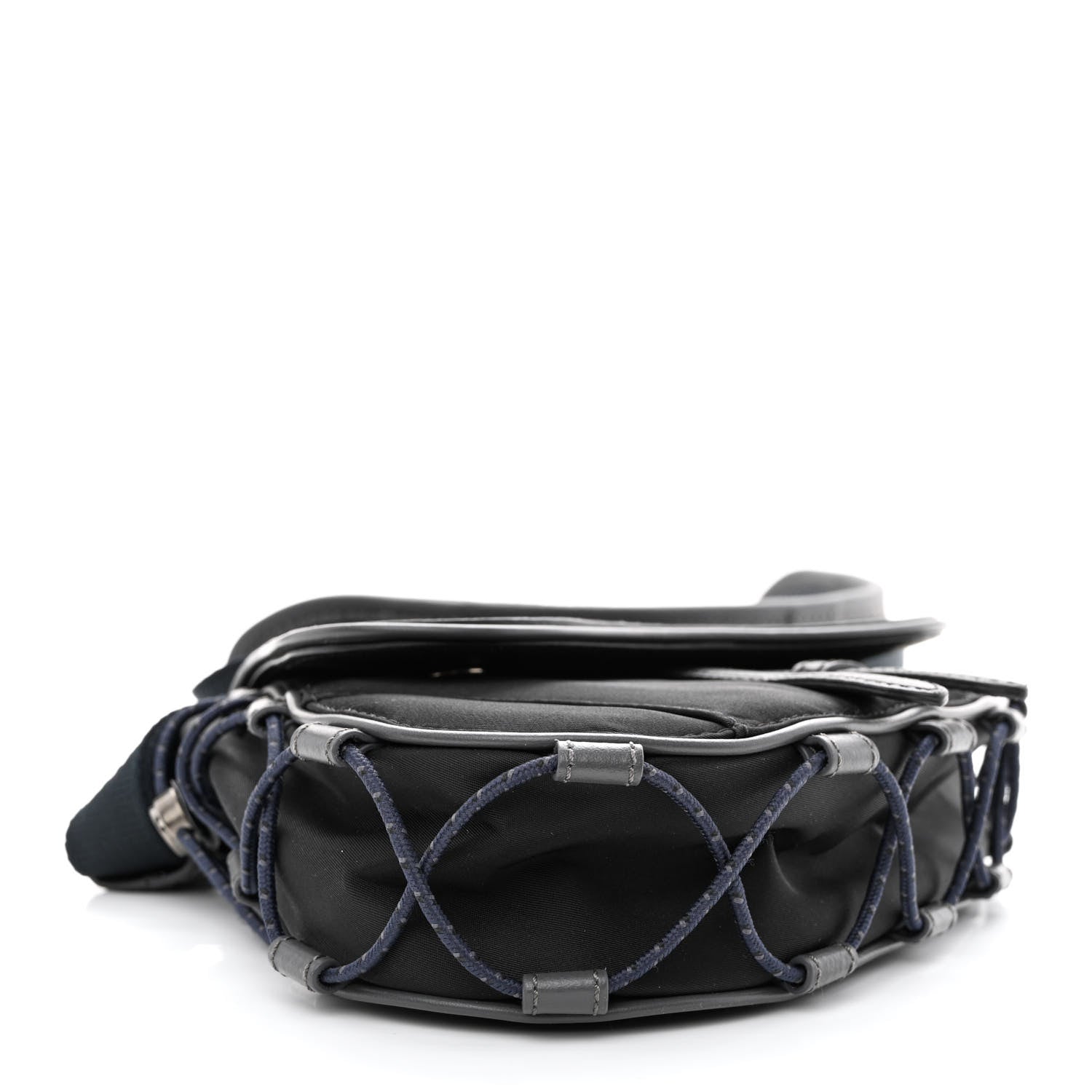 Christian Dior X SACAI Grained Calfskin Technical Fabric Mens Saddle Bag Black 4 of 10