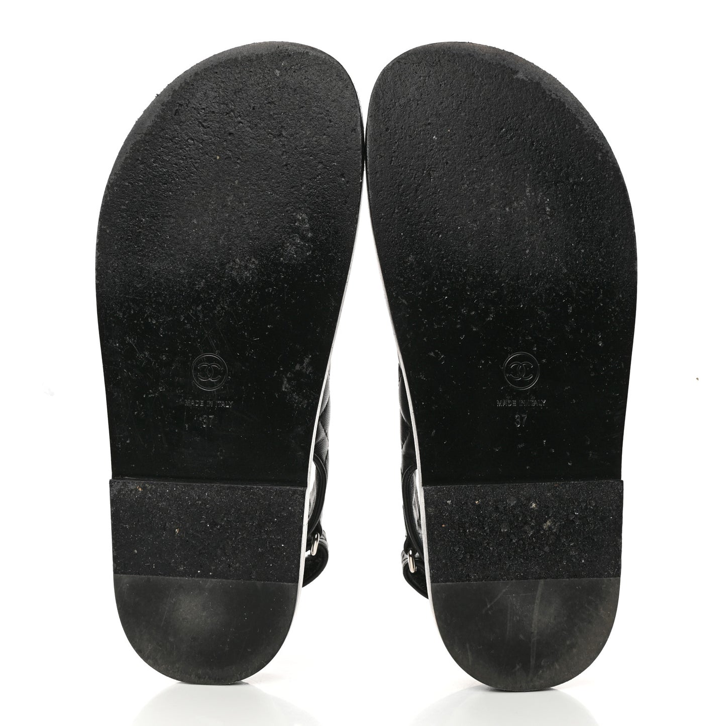 Lambskin Quilted Velcro Dad Sandals 37 So Black