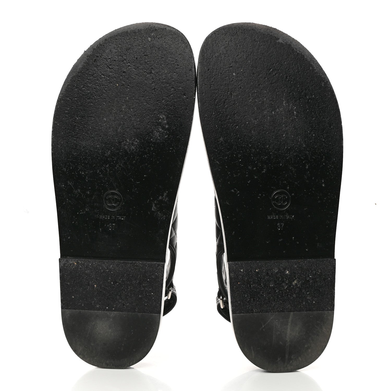 Chanel Lambskin Quilted Velcro Dad Sandals 37 So Black 5 of 9