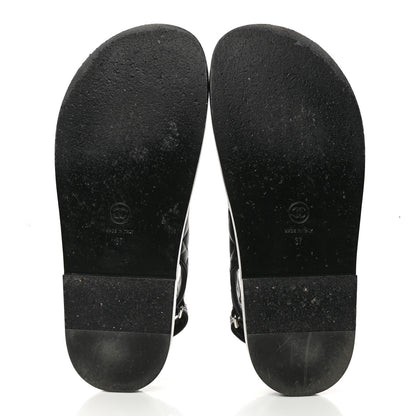 Chanel Lambskin Quilted Velcro Dad Sandals 37 So Black 5 of 9