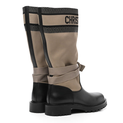 Christian Dior Technical Fabric Calfskin D-Major Boots 37.5 Taupe Black 4 of 8