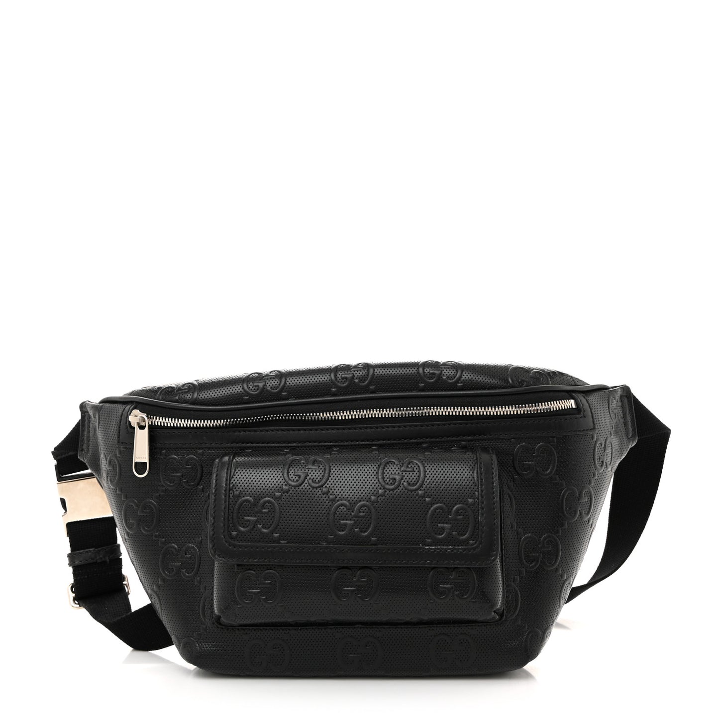 Calfskin GG Tennis Embossed Pocket Belt Bag Black