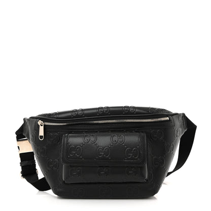 Gucci Calfskin GG Tennis Embossed Pocket Belt Bag Black 1 of 10