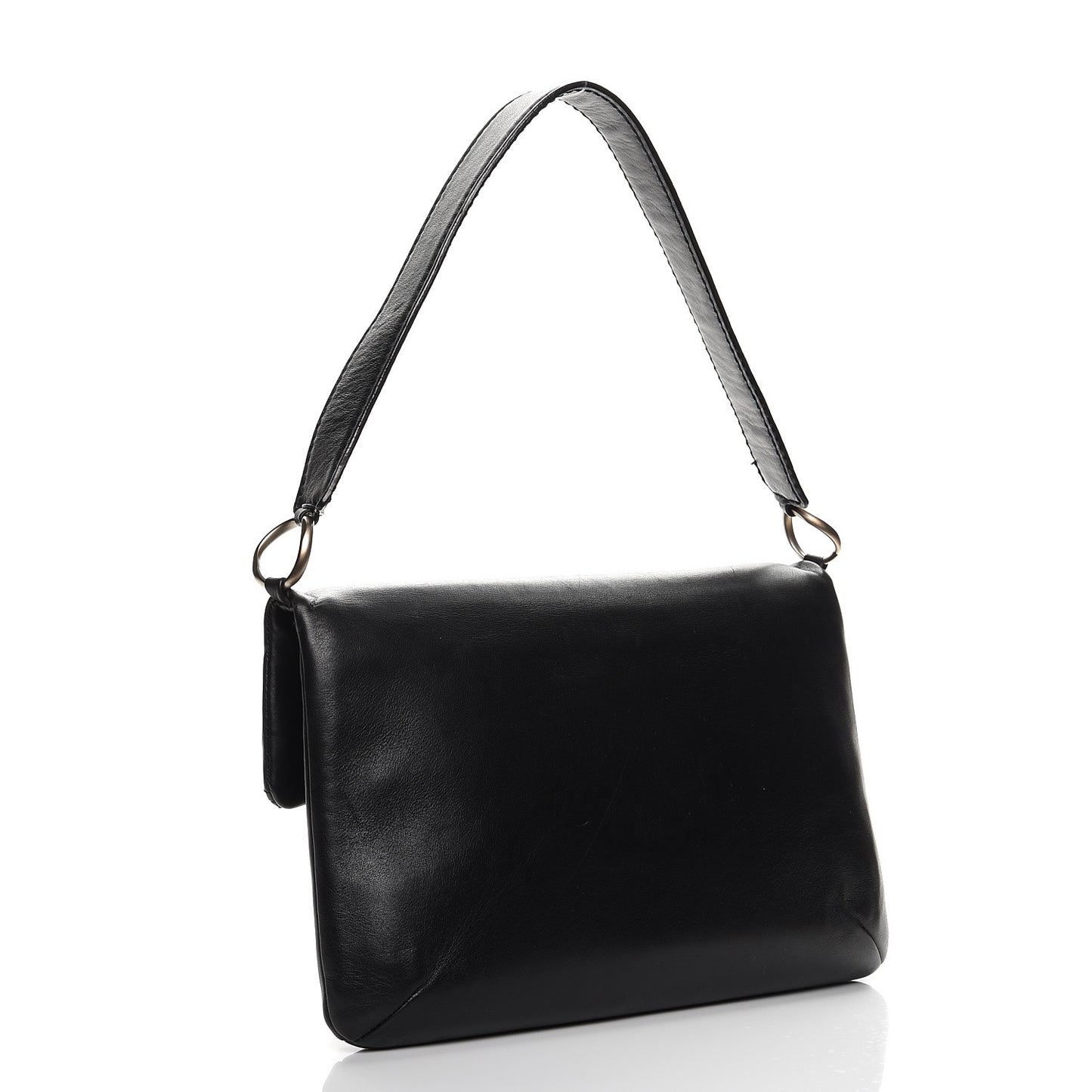 Calfskin Square Stitched Mademoiselle Shoulder Bag Black