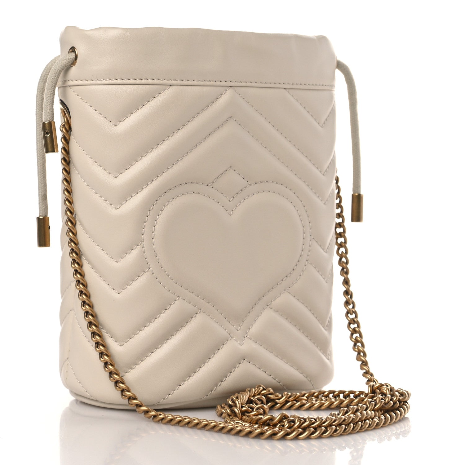 Gucci Calfskin Matelasse Mini GG Marmont 2.0 Bucket Bag White 3 of 10