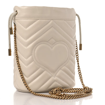 Gucci Calfskin Matelasse Mini GG Marmont 2.0 Bucket Bag White 3 of 10