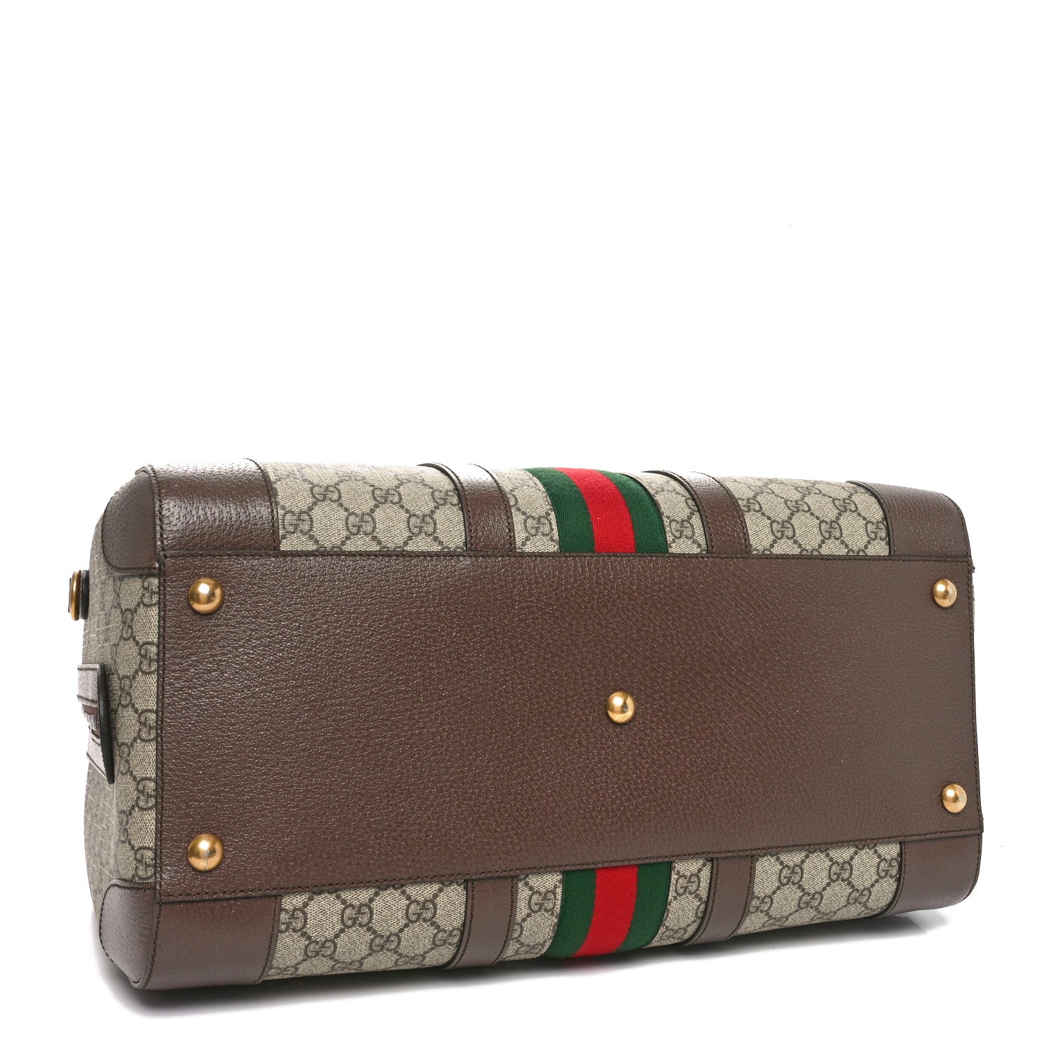 Gucci GG Supreme Monogram Textured Dollar Calfskin Web Medium Savoy Duffle Bag Beige Ebony New Acero 3 of 9