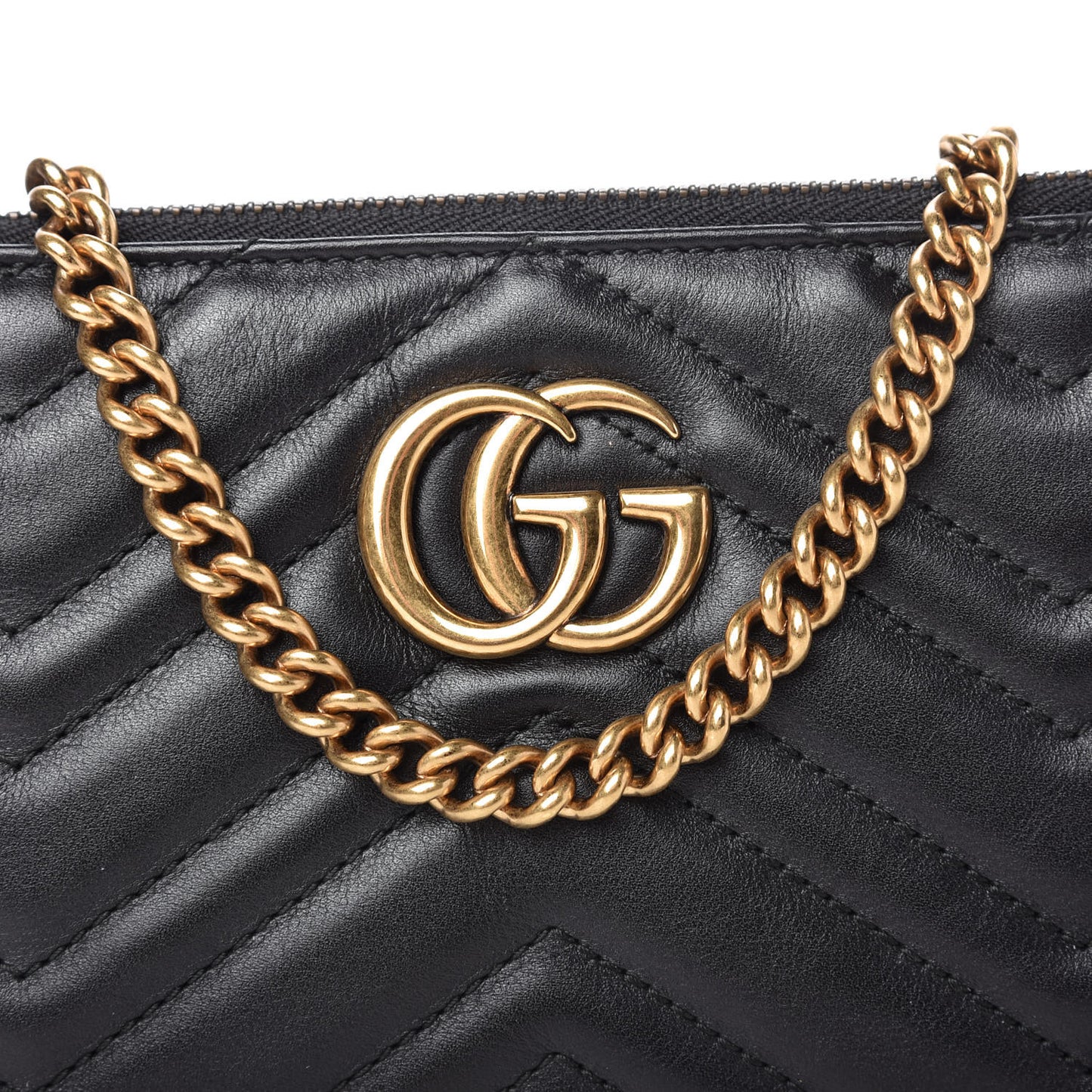 Calfskin Matelasse Mini GG Marmont Chain Bag Black