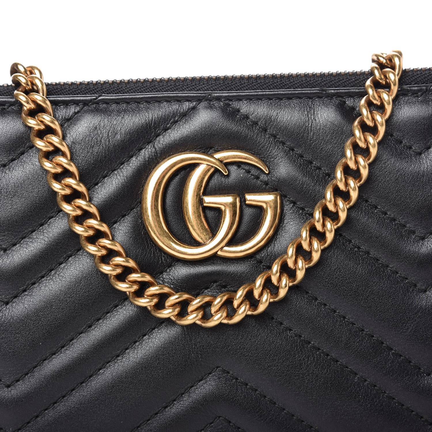 Gucci Calfskin Matelasse Mini GG Marmont Chain Bag Black 10 of 11