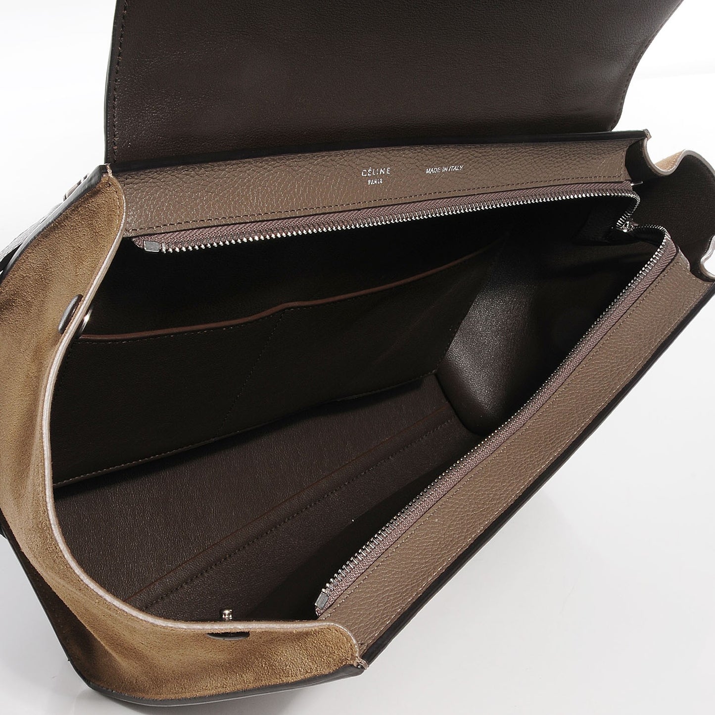 Drummed Calfskin Suede Small Trapeze Dune