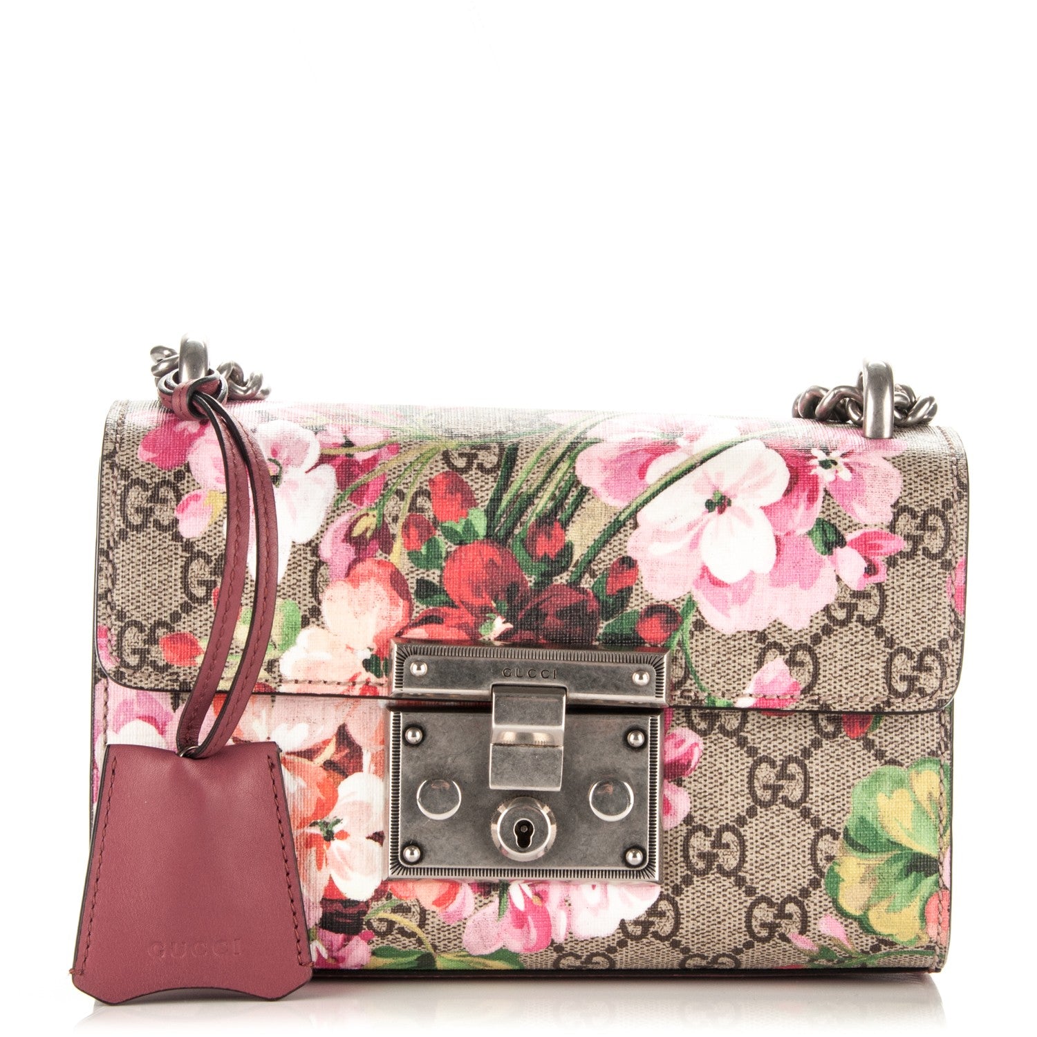 Gucci GG Supreme Monogram Blooms Small Padlock Shoulder Bag Beige Multicolor Dry Rose 1 of 7