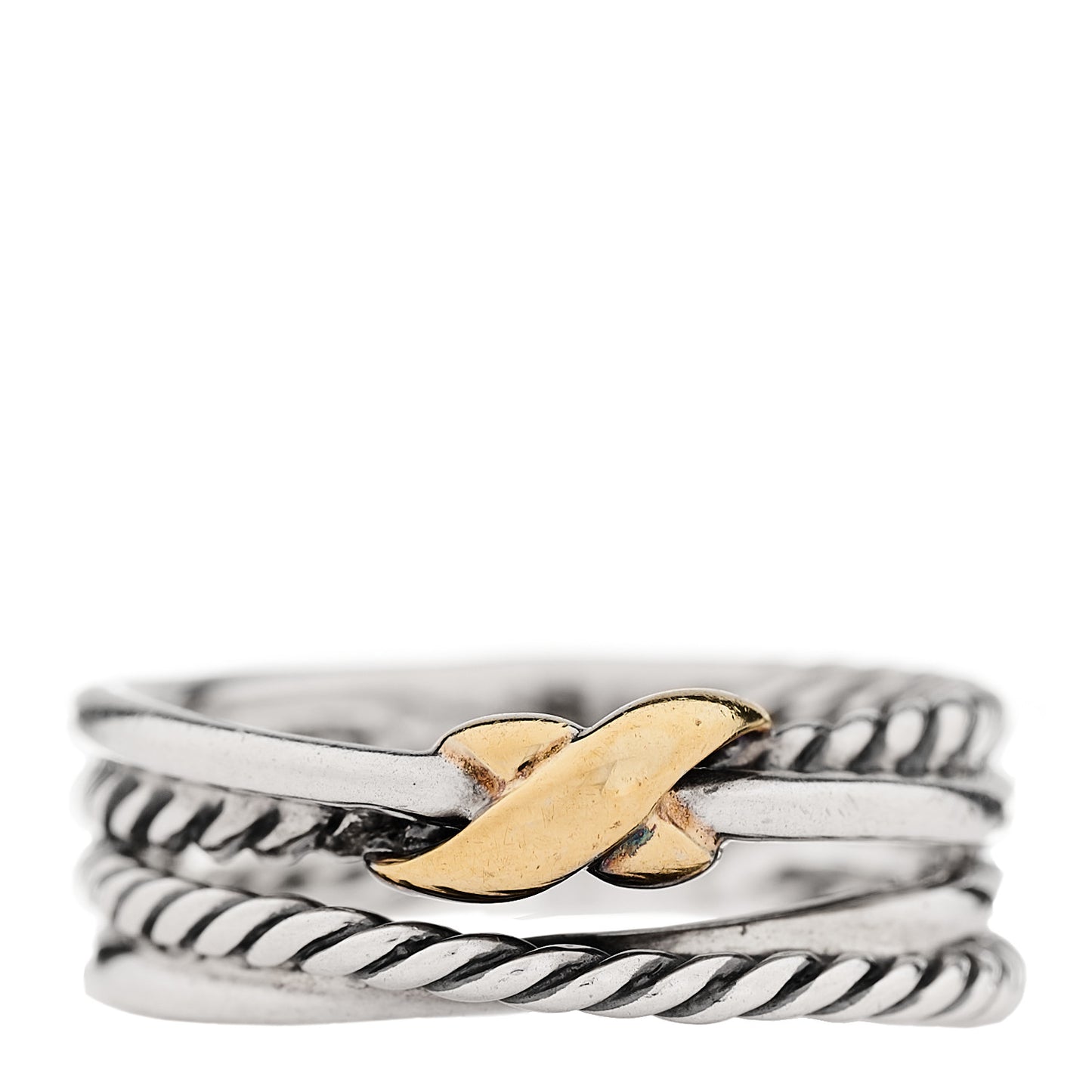 Sterling Silver 18K Yellow Gold 6mm X Crossover Ring 50 5.25