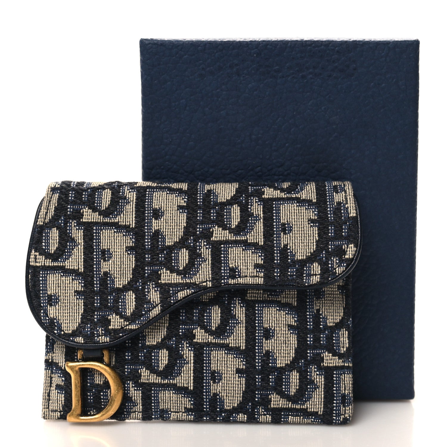 Christian Dior Oblique Saddle Card Holder Blue 8 of 8