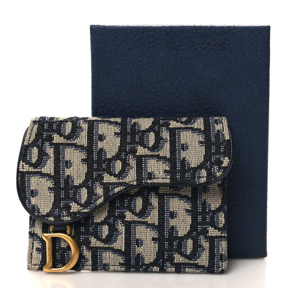 Christian Dior Oblique Saddle Card Holder Blue 8 of 8