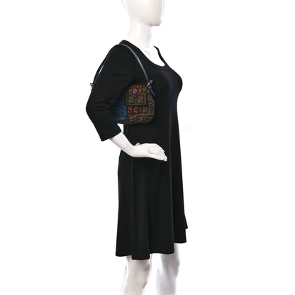 Fendi Zucca Lizard Embroidered Baguette Tobacco Multicolor 2 of 9