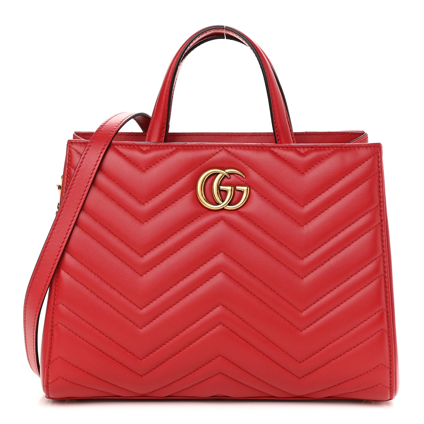 Calfskin Matelasse Small GG Marmont Tote Hibiscus Red