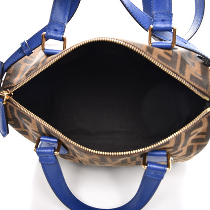 Fendi Zucca Vitello Elite Small Boston Tobacco Blue Neon 6 of 10