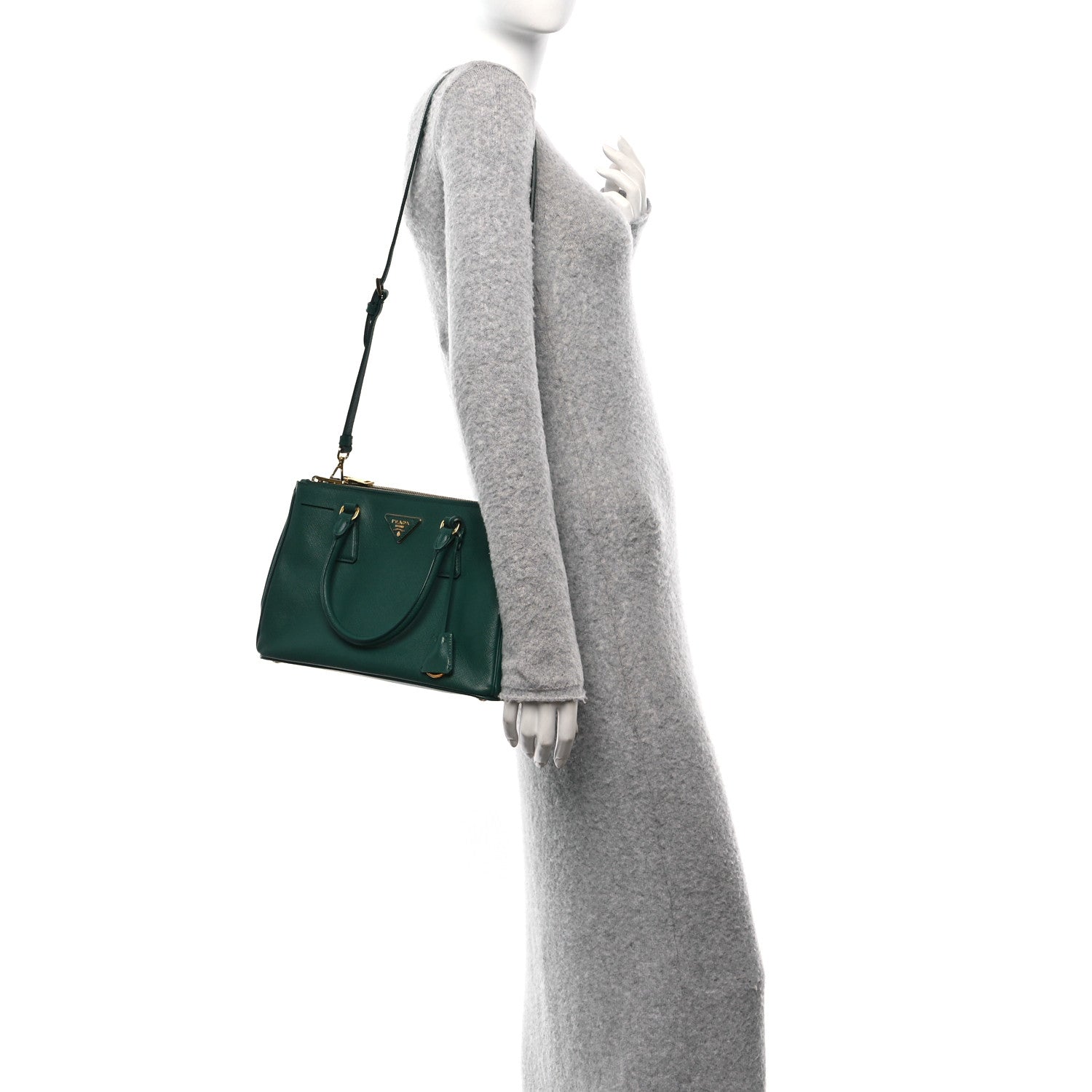 Prada Saffiano Lux Small Galleria Double Zip Tote Biliardo 2 of 9