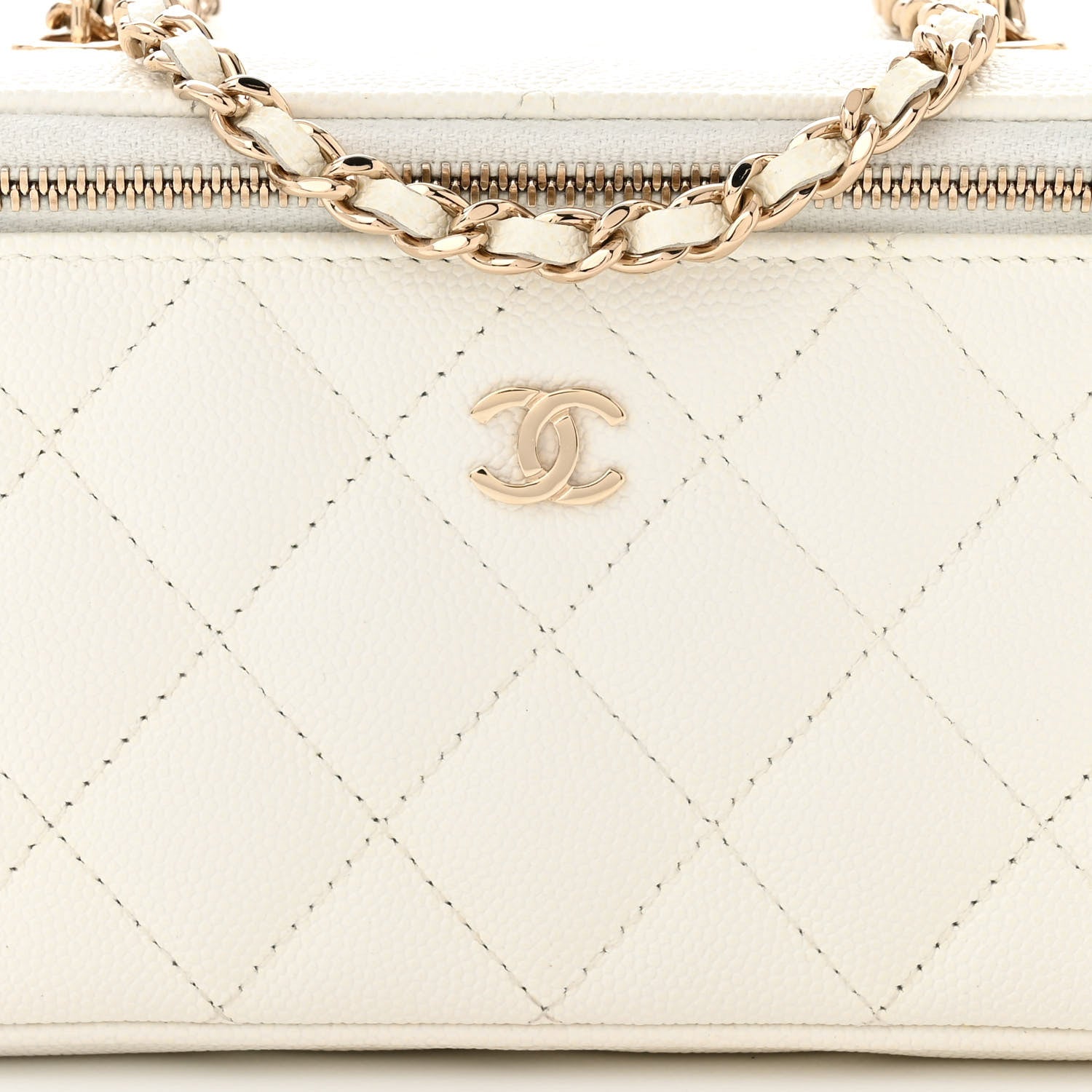 Chanel Caviar Quilted Small Vanity Case With Chain White 8 of 10