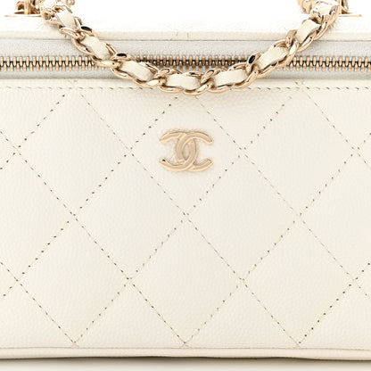 Chanel Caviar Quilted Small Vanity Case With Chain White 8 of 10