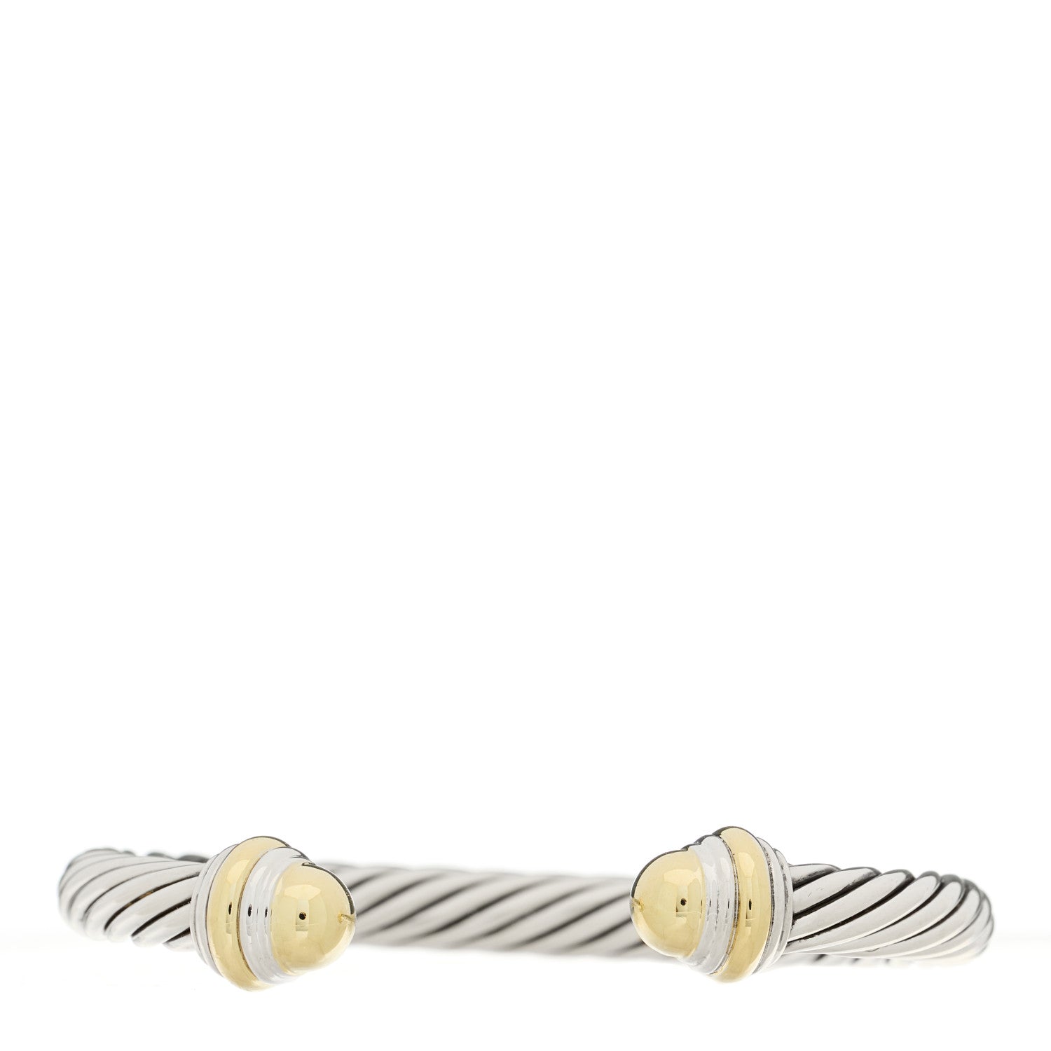 David Yurman Sterling Silver 14K Yellow Gold 7mm Cable Classics Dome Bracelet 1 of 3
