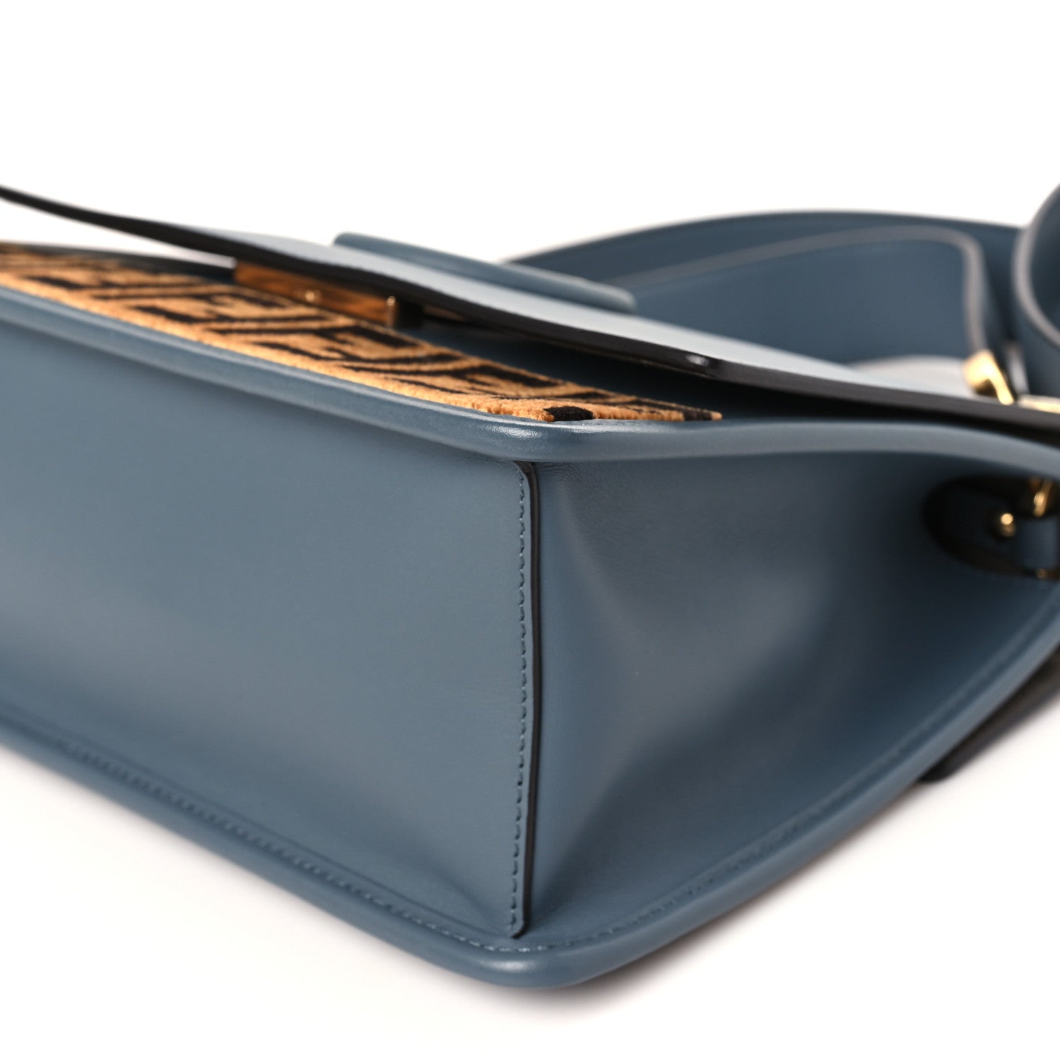 Fendi Vitello Century F is Fendi Bi-Color FF 1974 Embossed Kan I Shoulder Bag Blue 9 of 9