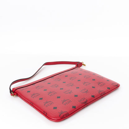 MCM Visetos Liz Shopper Tote Pouch Ruby Red 4 of 10