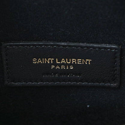 Saint Laurent Grain De Poudre Chevron Monogram Large Bill Pouch Black 6 of 9