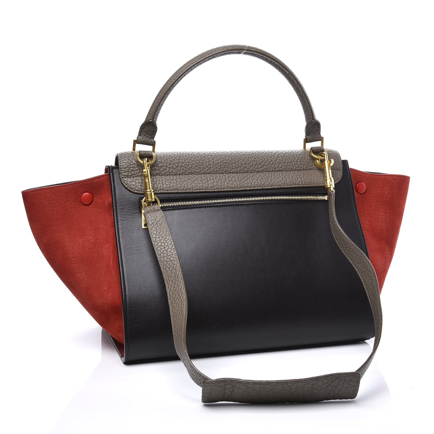 Celine Bullhide Calfskin Nubuck Medium Tri-Color Trapeze Taupe 2 of 8