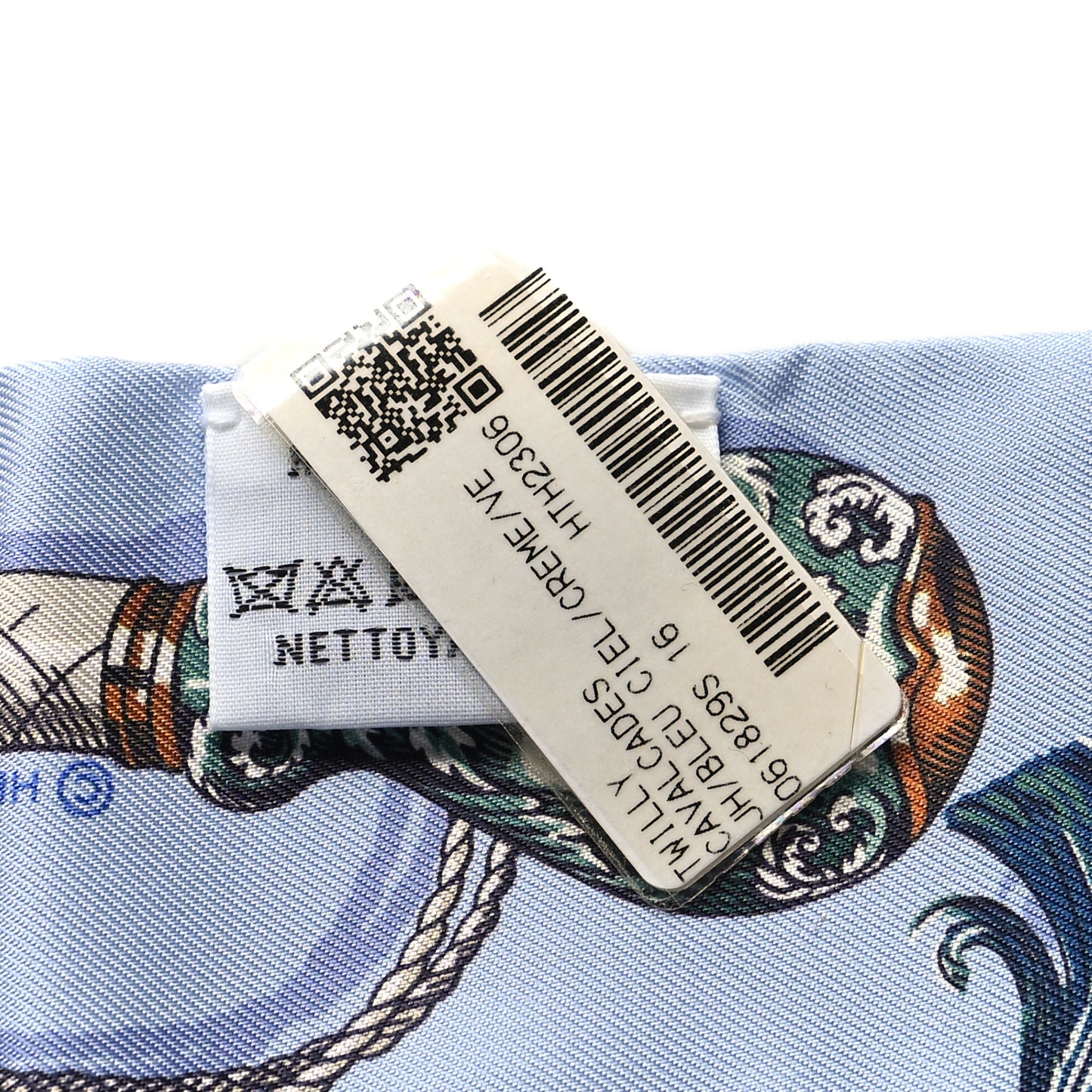 Silk Cavalcades Twilly Bleu Ciel Creme Vert