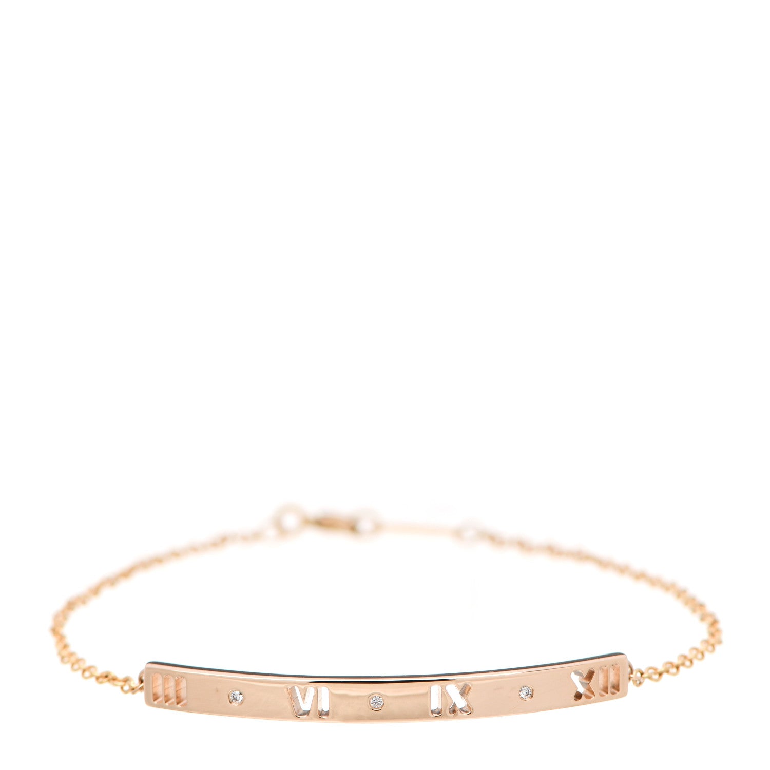 Tiffany 18K Rose Gold Diamond Atlas Bar Pierced Bracelet 1 of 5