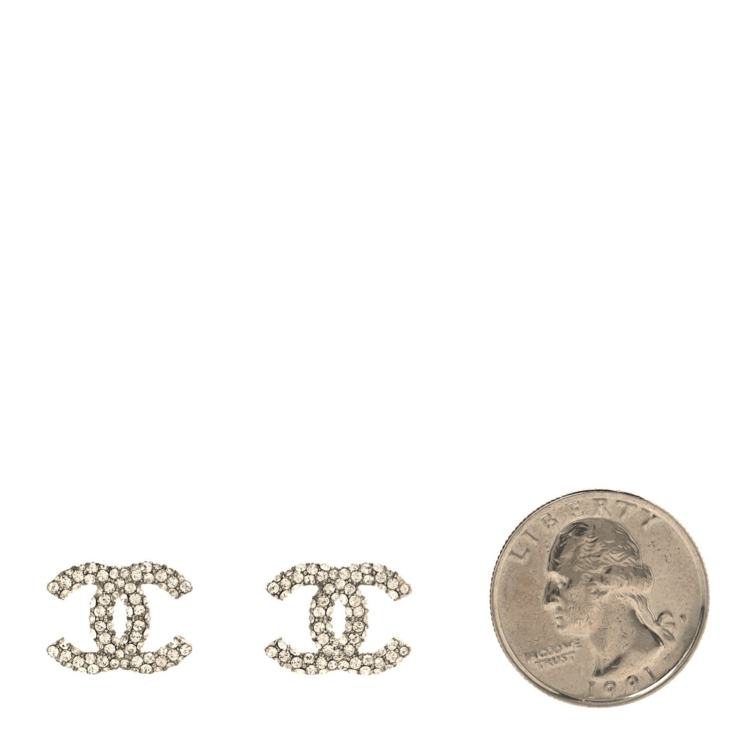 Chanel Crystal CC Earrings Silver 2 of 4
