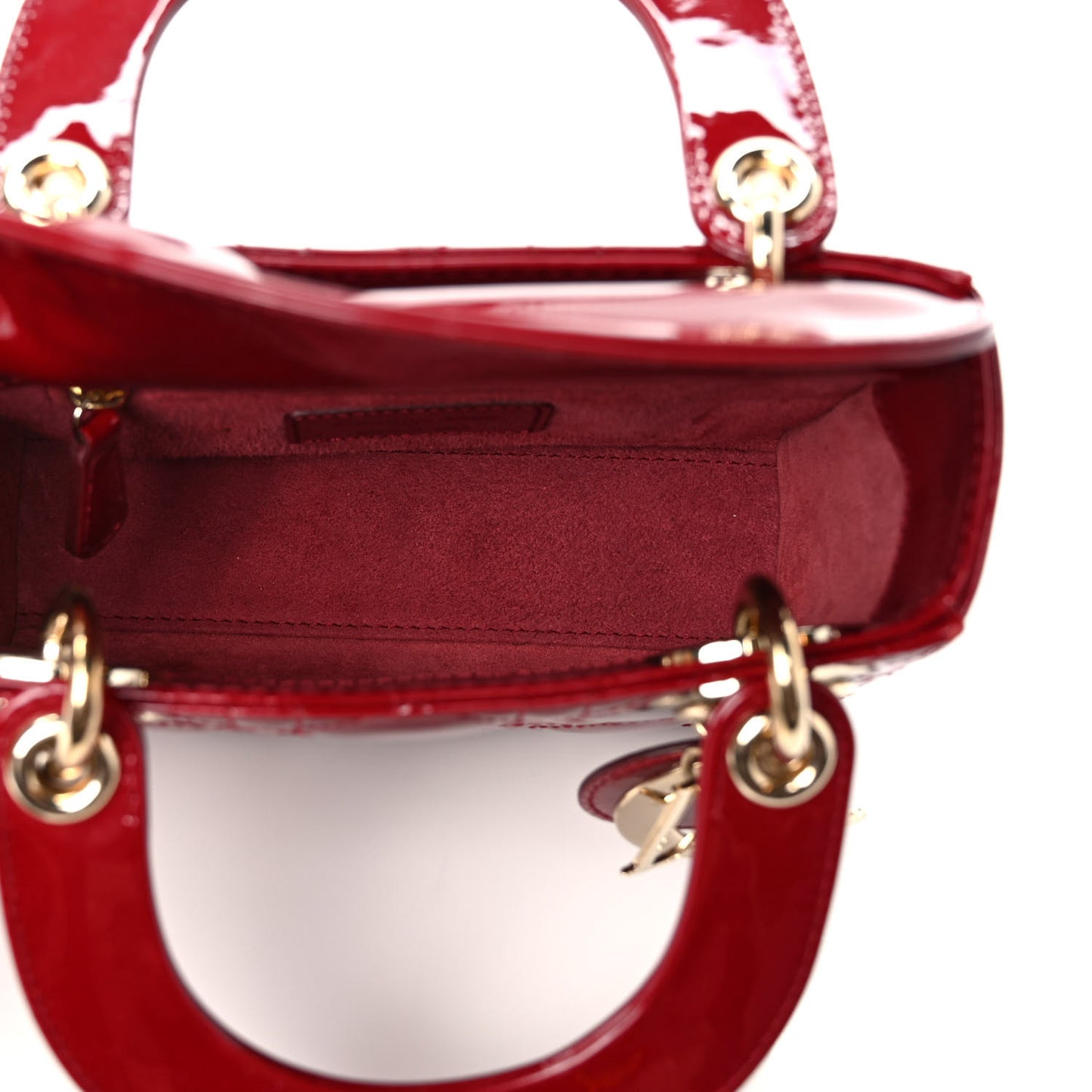 Patent Cannage Mini Lady Dior Red