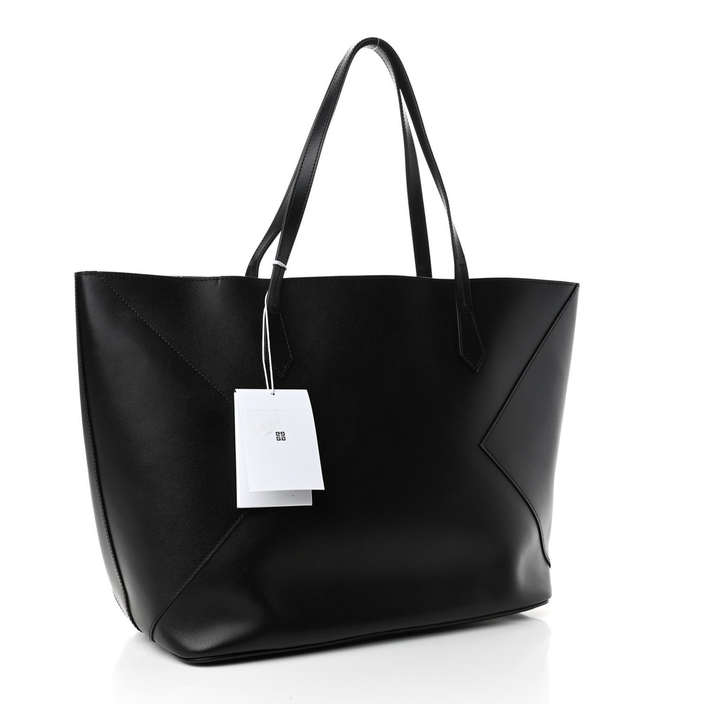 Smooth Calfskin Wing Shopper Tote Black White