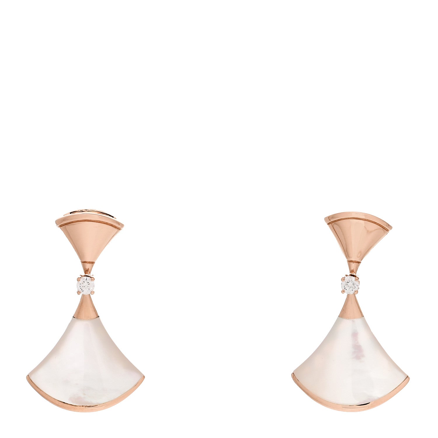 Bulgari 18K Rose Gold Diamond Mother of Pearl Divas' Dream Earrings 1 of 5