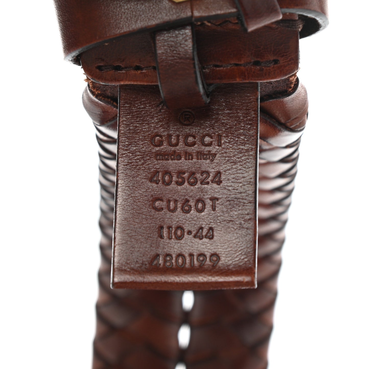Calfskin Braided Double G 40mm Belt 110 44 Cuoio Bruciato