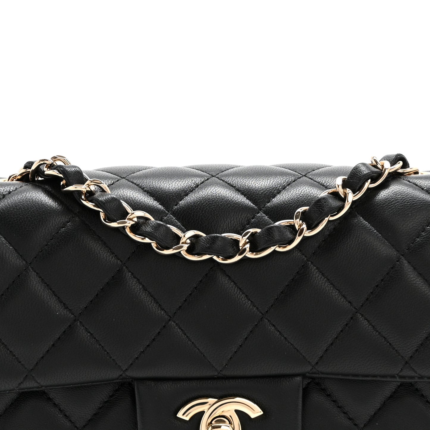 Lambskin Quilted Mini Rectangular Flap Black